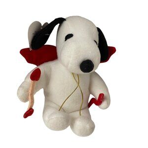 Snoopy Cupid Plush Toy With Red Wings Bow & Arrow Polyester Fiber Valentines Day